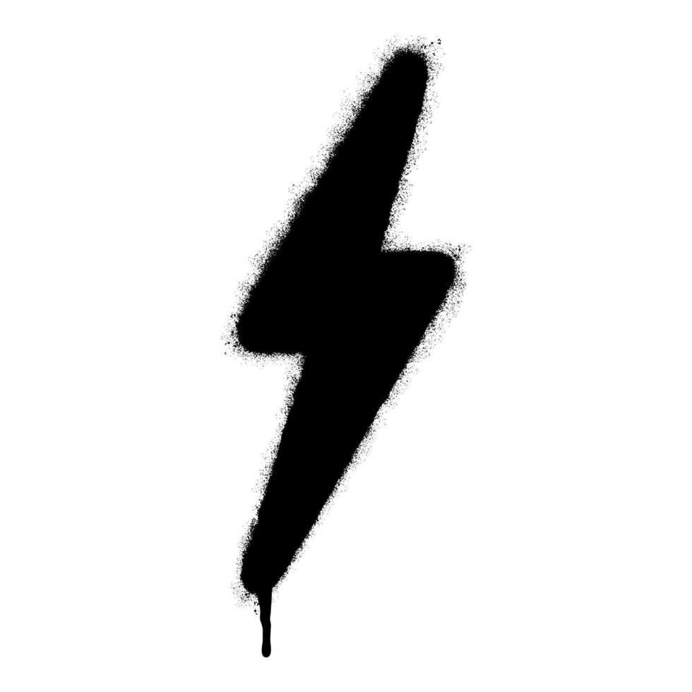 Spray Painted Graffiti electric lightning bolt symbol Sprayed isolated with a white background. graffiti electric lightning bolt icon with over spray in black over white. vector