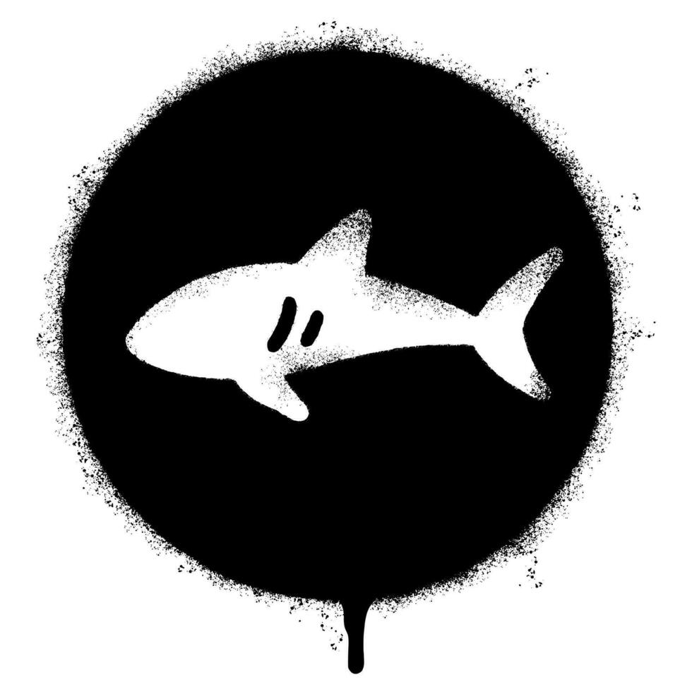 Spray Painted Graffiti Shark icon Word Sprayed isolated with a white background. graffiti Shark icon with over spray in black over white. vector