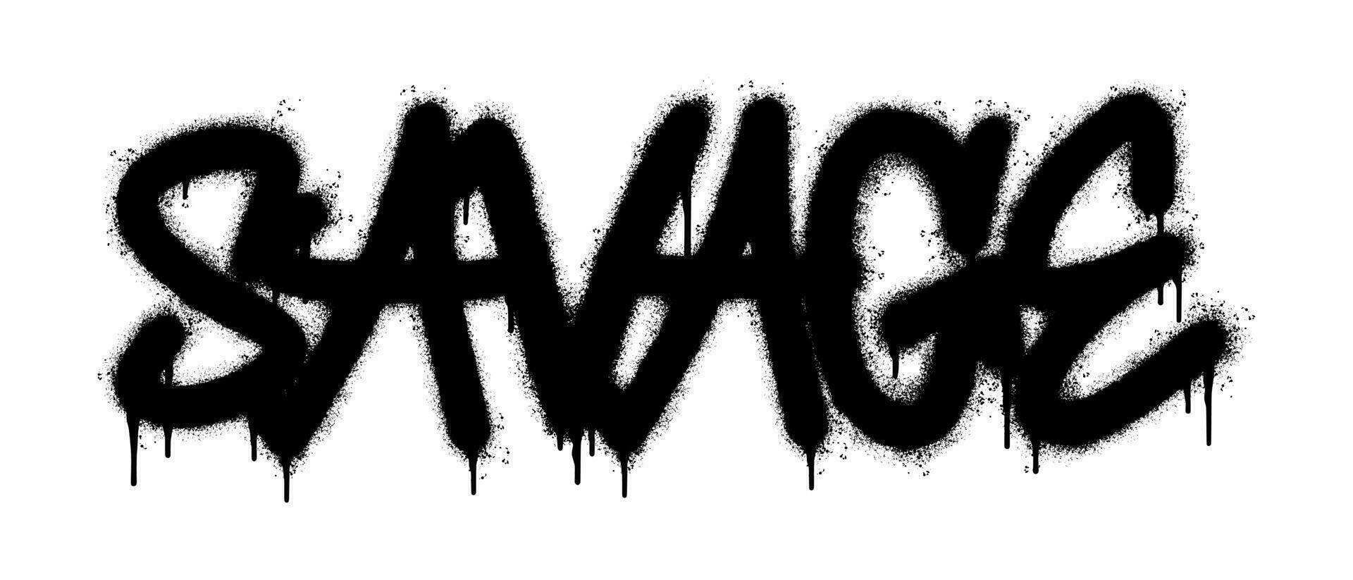 Spray Painted Graffiti savage Word Sprayed isolated with a white background. graffiti font savage with over spray in black over white. vector