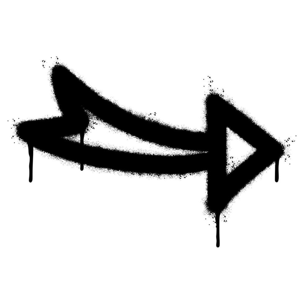 Spray Painted Graffiti arrow Sprayed isolated with a white background. graffiti arrow with over spray in black over white. vector