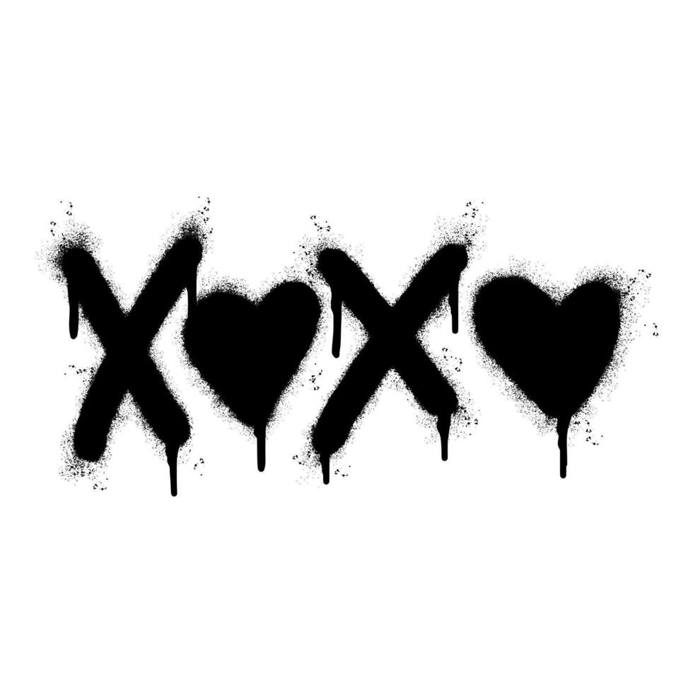 Spray Painted Graffiti xoxo Word Sprayed isolated with a white background. graffiti font xoxo with over spray in black over white. vector