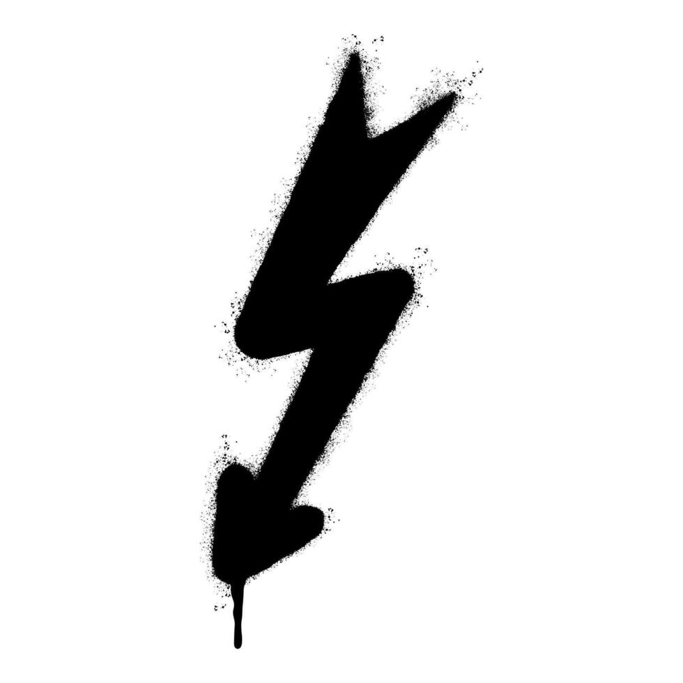 Spray Painted Graffiti electric lightning bolt symbol Sprayed isolated with a white background. graffiti electric lightning bolt icon with over spray in black over white. vector