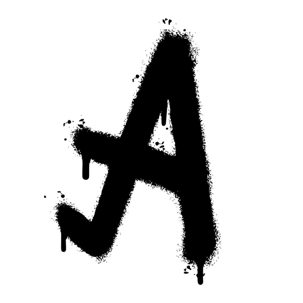 Spray Painted Graffiti font A Sprayed isolated with a white background. graffiti font A with over spray in black over white. Vector illustration.