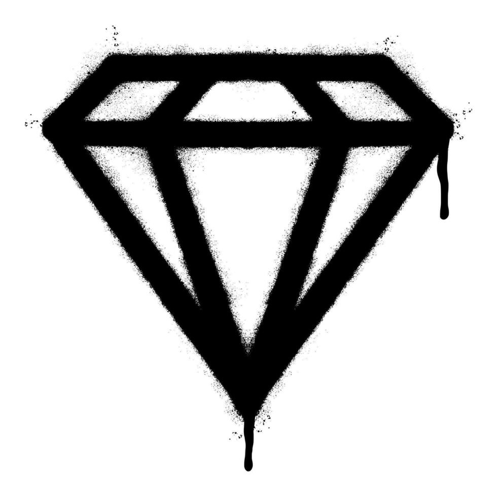 Spray Painted Graffiti diamond Sprayed isolated with a white background. graffiti diamond with over spray in black over white. vector