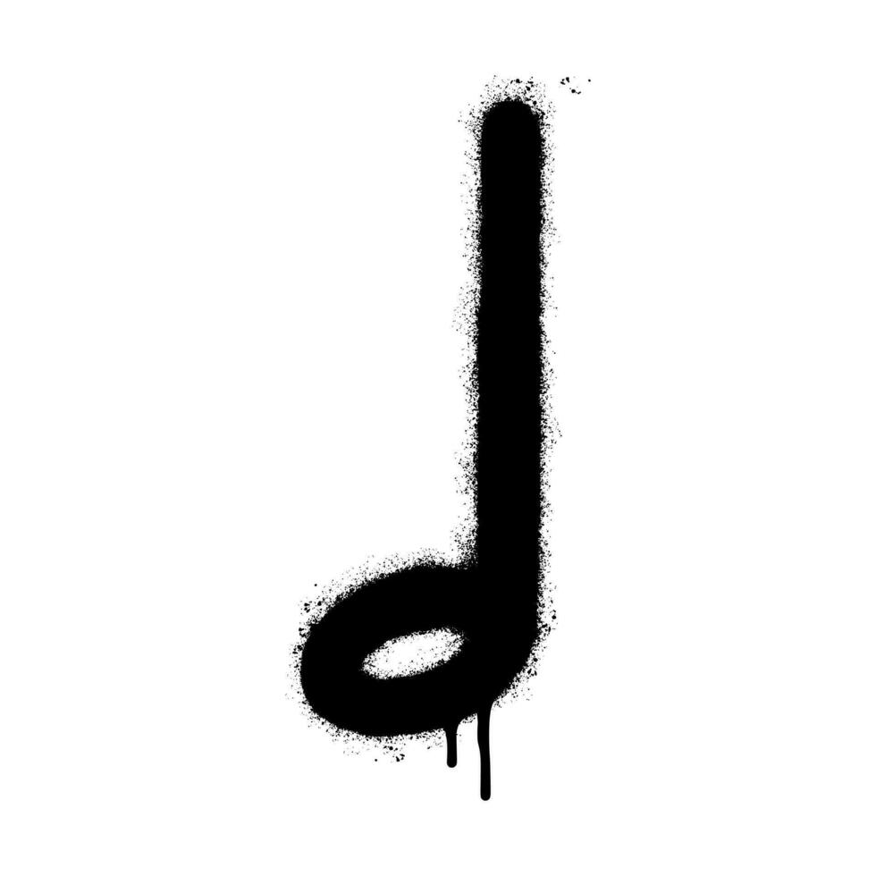 Spray Painted Graffiti half note music icon Word Sprayed isolated with a white background. graffiti Note music icon with over spray in black over white. vector