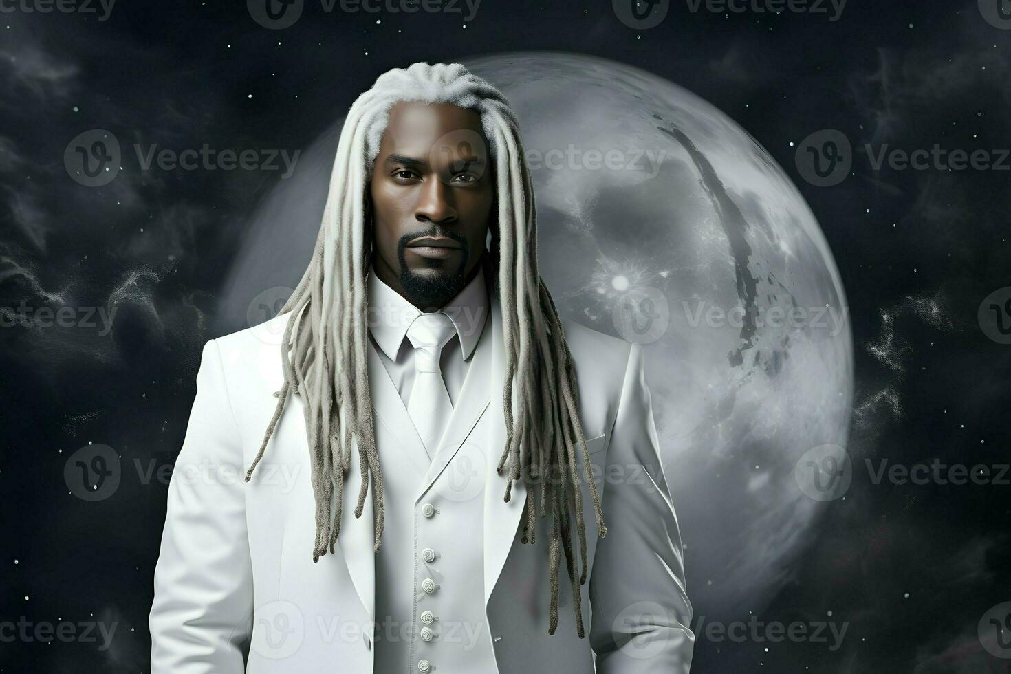 black man in white suit photo