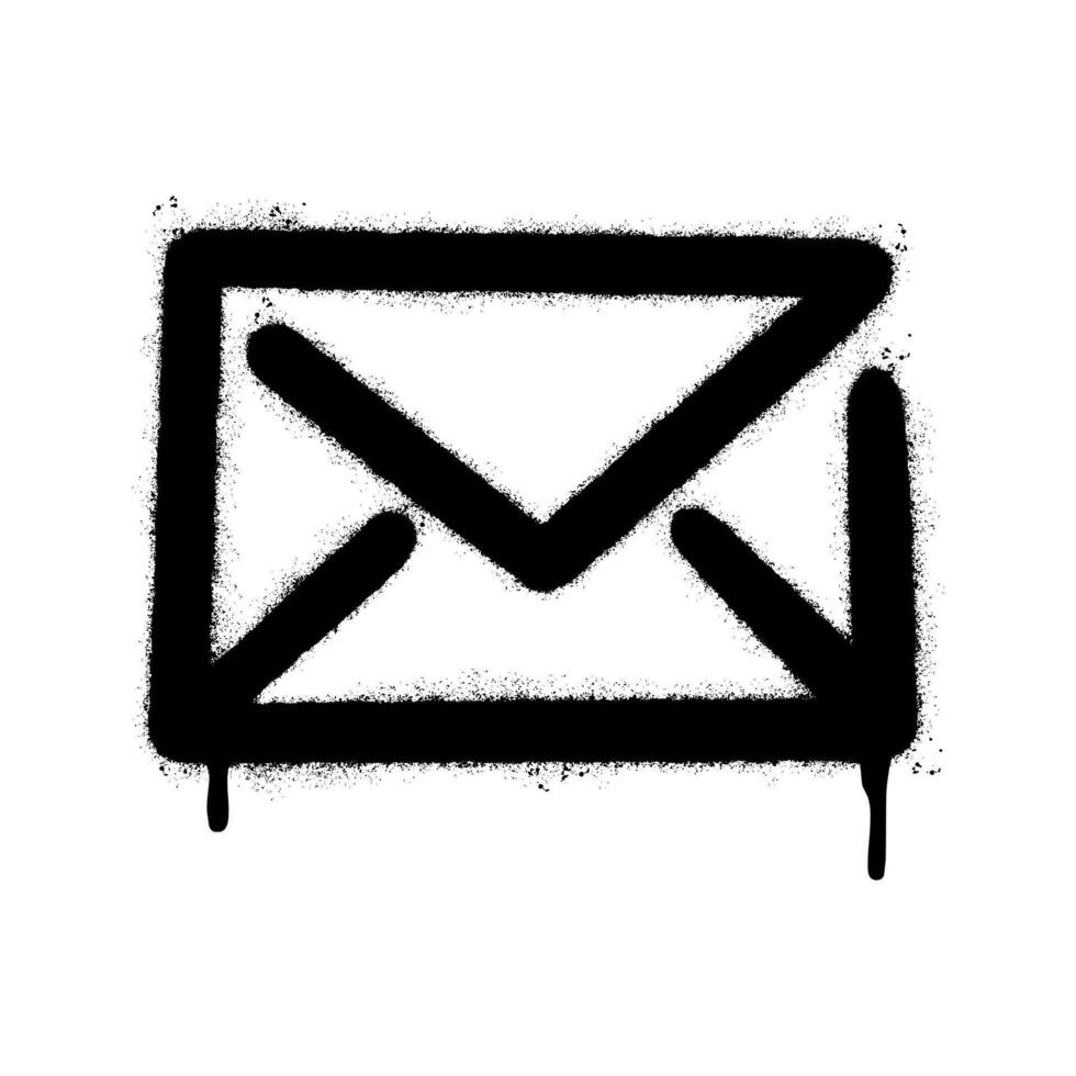 Spray Painted Graffiti mail icon Sprayed isolated with a white background. graffiti envelope with over spray in black over white. vector