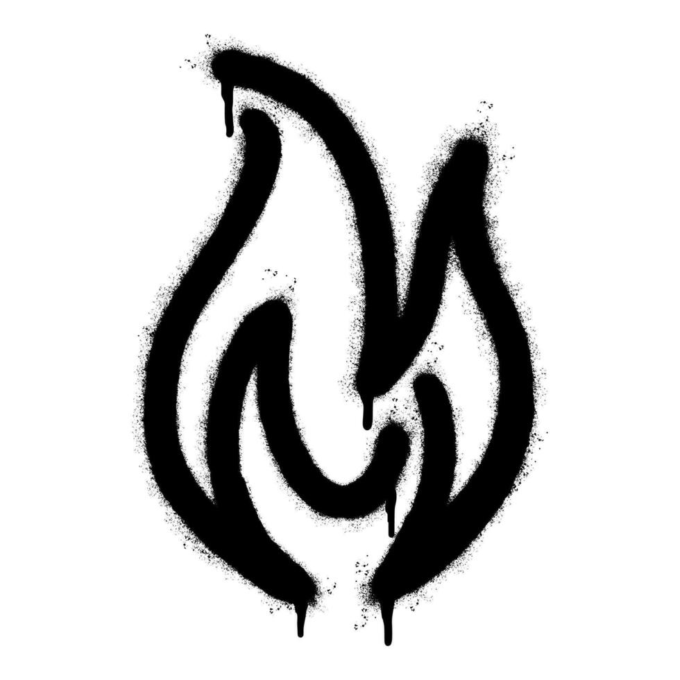 Spray Painted Graffiti Fire flame icon Sprayed isolated with a white background. graffiti Fire flame icon with over spray in black over vector