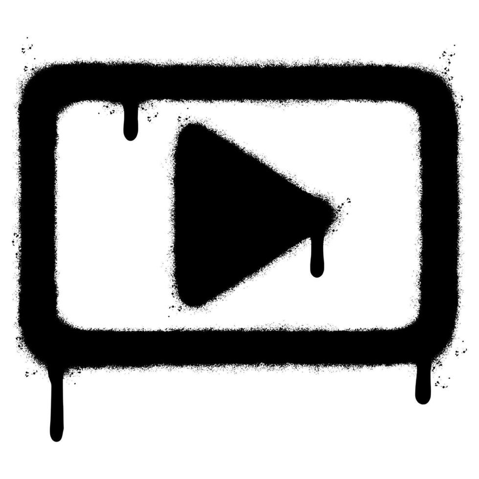 Spray Painted Graffiti Play button icon Sprayed isolated with a white background. graffiti Play button with over spray in black over white. vector