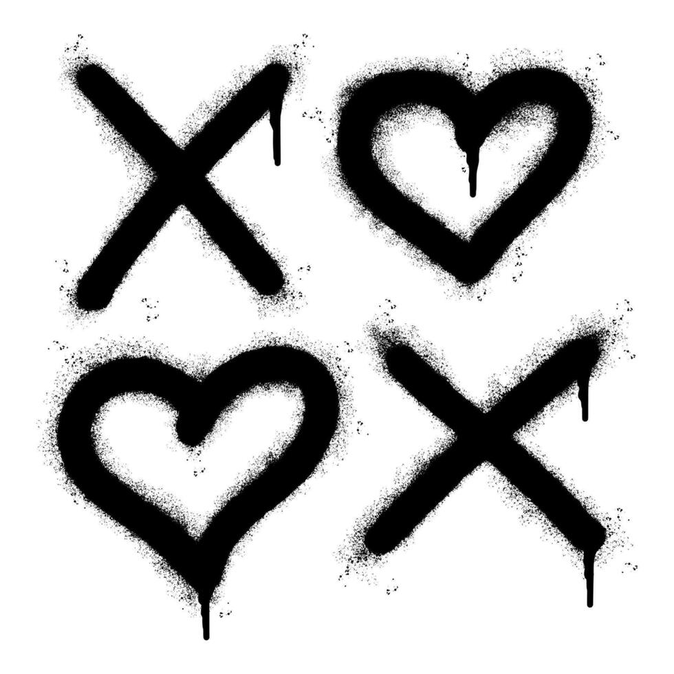 Spray Painted Graffiti xoxo Word Sprayed isolated with a white background. graffiti font xoxo with over spray in black over white. vector