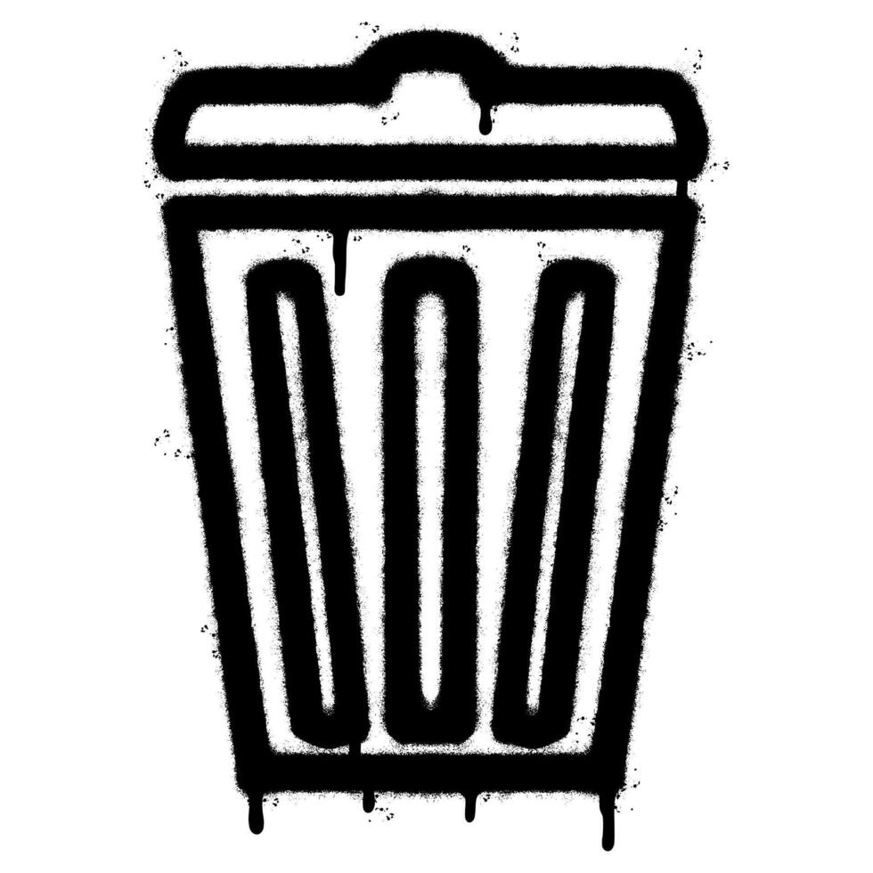 Spray Painted Graffiti trash can icon Sprayed isolated with a white background. graffiti trash can symbol with over spray in black over white. vector