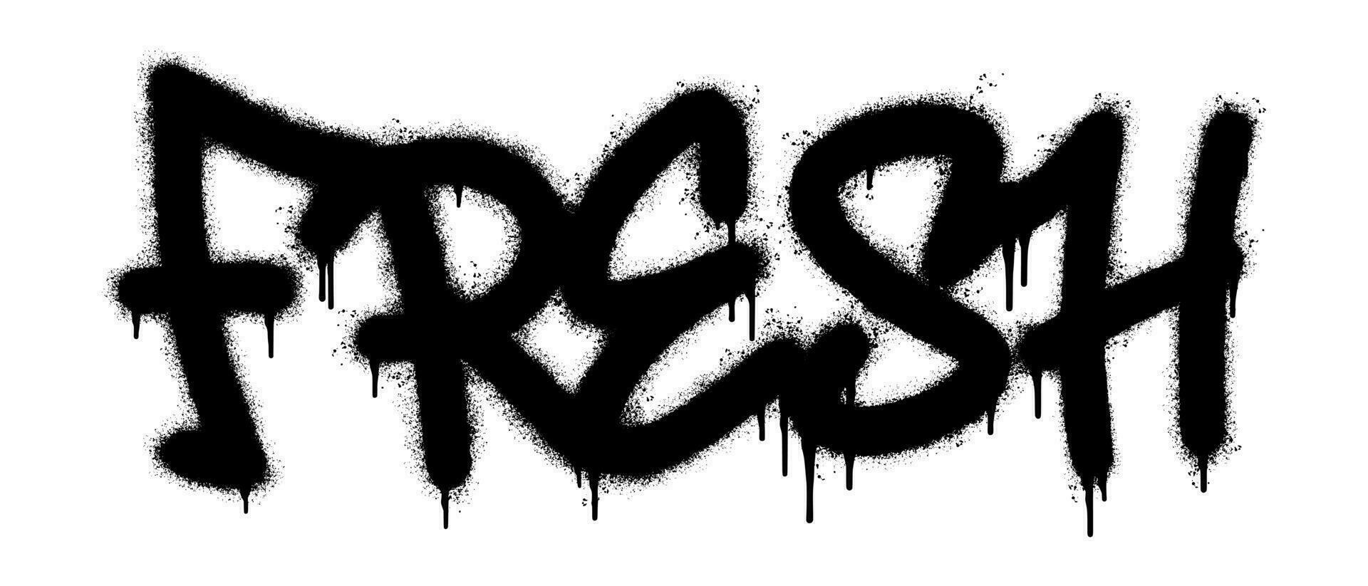 Spray Painted Graffiti Fresh Word Sprayed isolated with a white background. graffiti font Fresh with over spray in black over white. vector