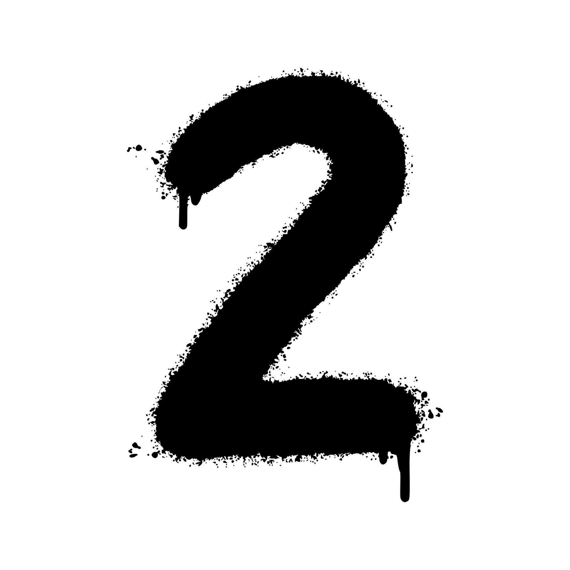 Spray Painted Graffiti number 2 Sprayed isolated with a white