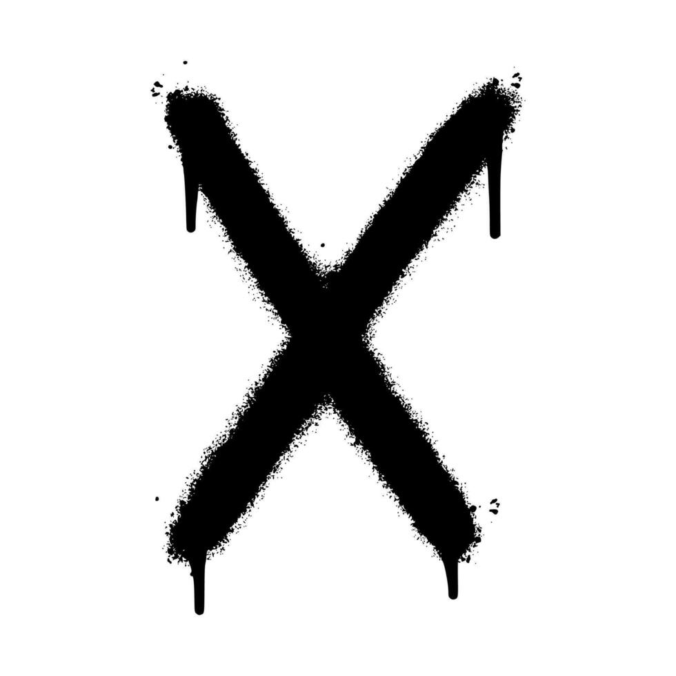 Spray Painted Graffiti font X Sprayed isolated with a white background. graffiti font X with over spray in black over white. Vector illustration.