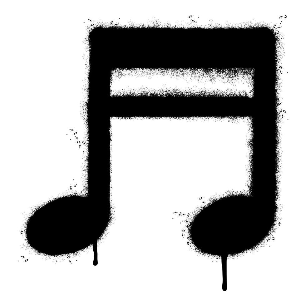 Spray Painted Graffiti beamed sixteenth note Sprayed isolated with a white background. graffiti Note music icon with over spray in black over white. vector