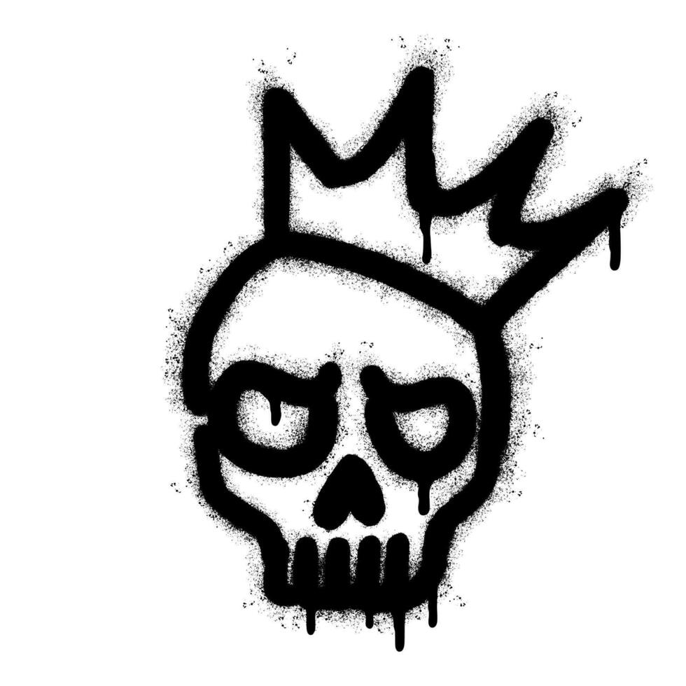 Spray Painted Graffiti skull in the crown icon Sprayed isolated with a white background. vector