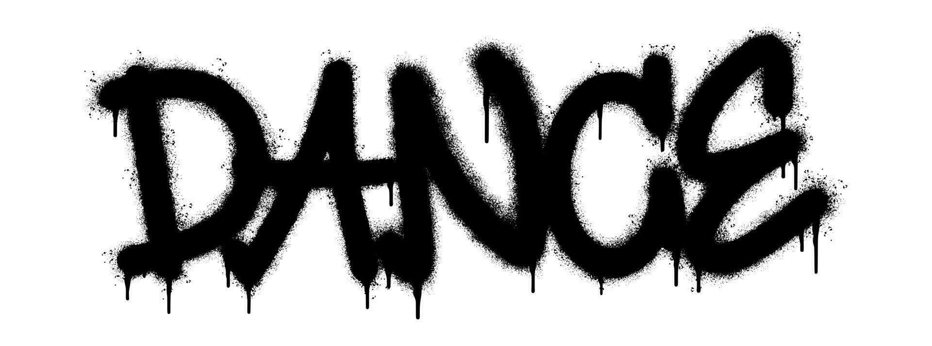 Spray Painted Graffiti Dance Word Sprayed isolated with a white background. graffiti font Dance with over spray in black over white. vector