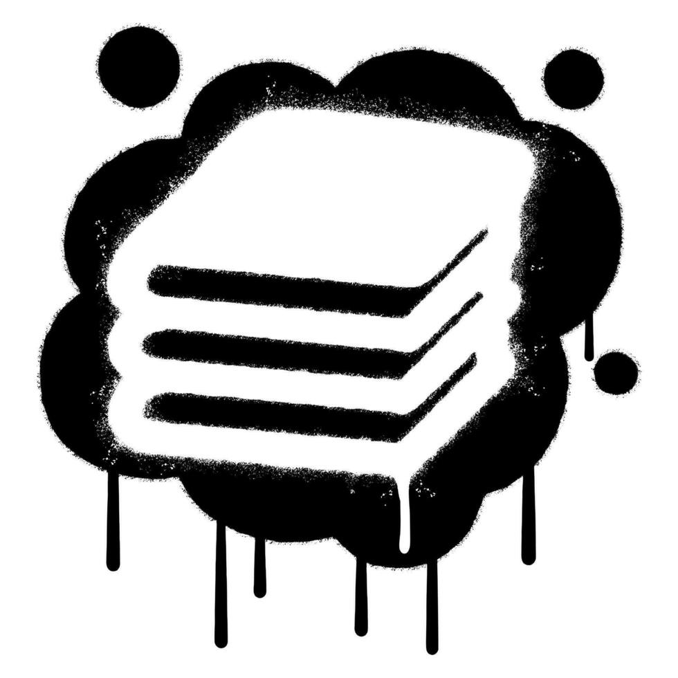 Spray Painted Graffiti book icon Word Sprayed isolated with a white background. graffiti book with over spray in black over white. vector