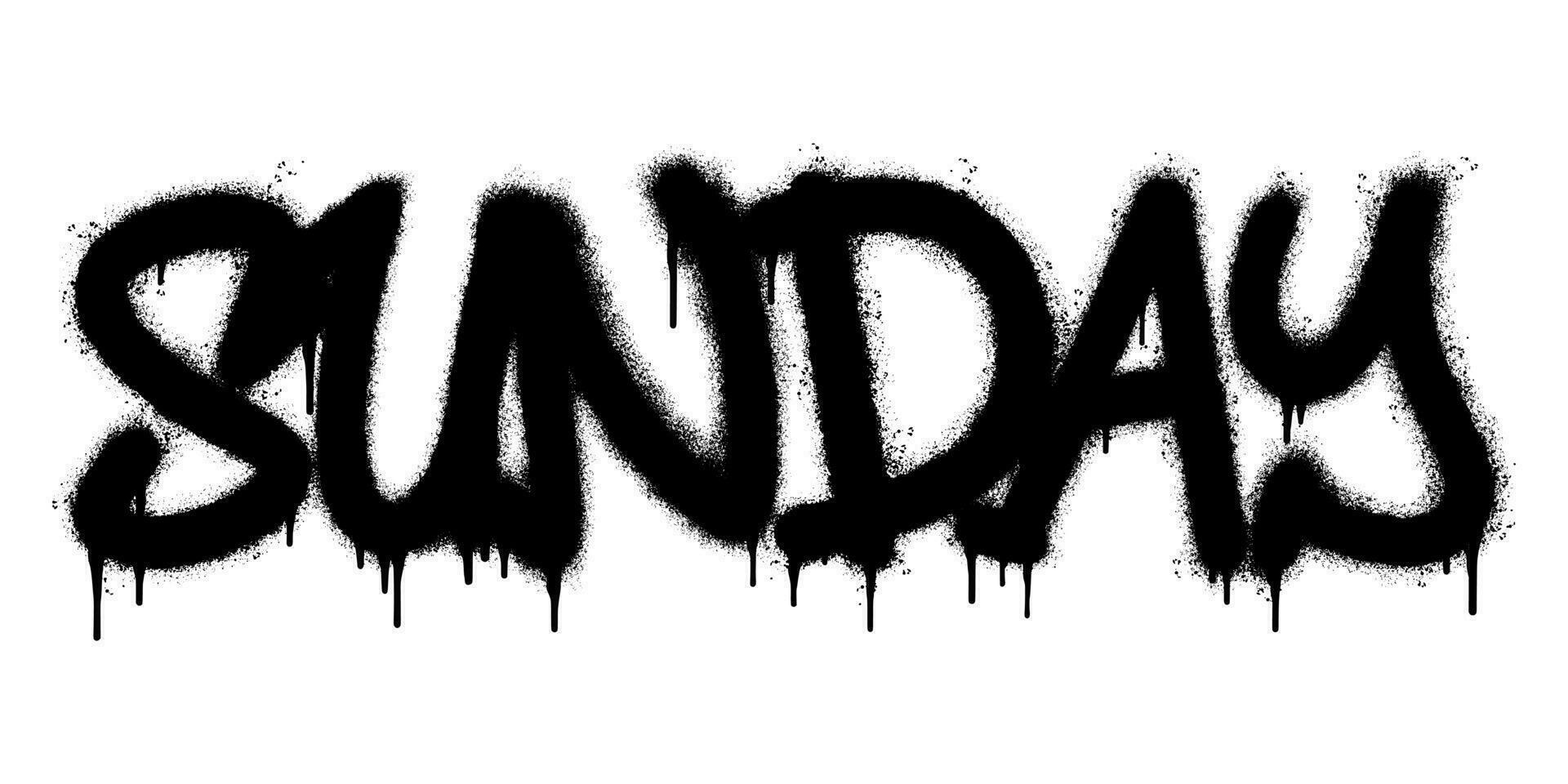 Spray Painted Graffiti Sunday Word Sprayed isolated with a white background. graffiti font Sunday with over spray in black over white. vector