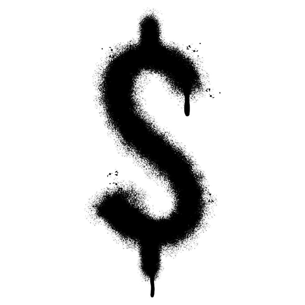 Spray Painted Graffiti dollar icon Sprayed isolated with a white background. graffiti bell icon with over spray in black over white. vector