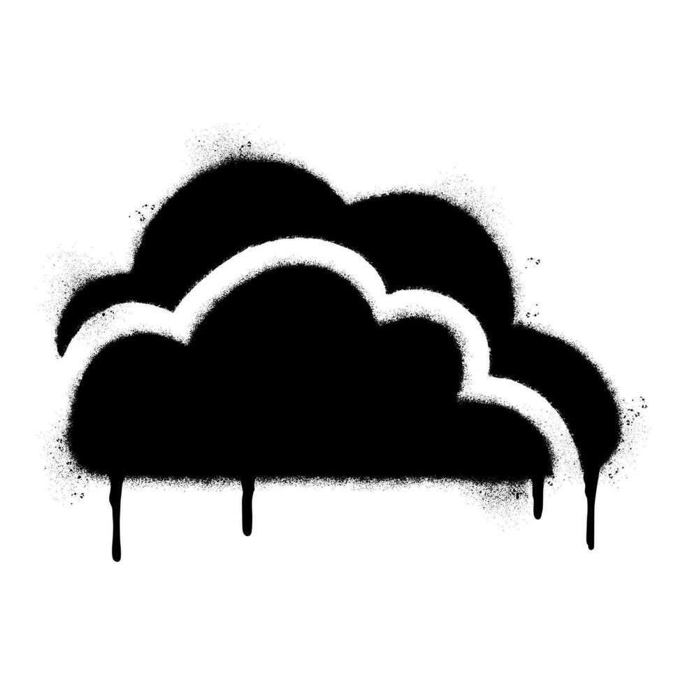 rociar pintado pintada nube icono rociado aislado con un blanco antecedentes. pintada nube icono con terminado rociar en negro terminado blanco. vector