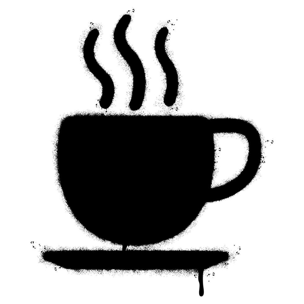 Spray Painted Graffiti Coffee cup icon Word Sprayed isolated with a white background. graffiti Coffee icon with over spray in black over white. vector