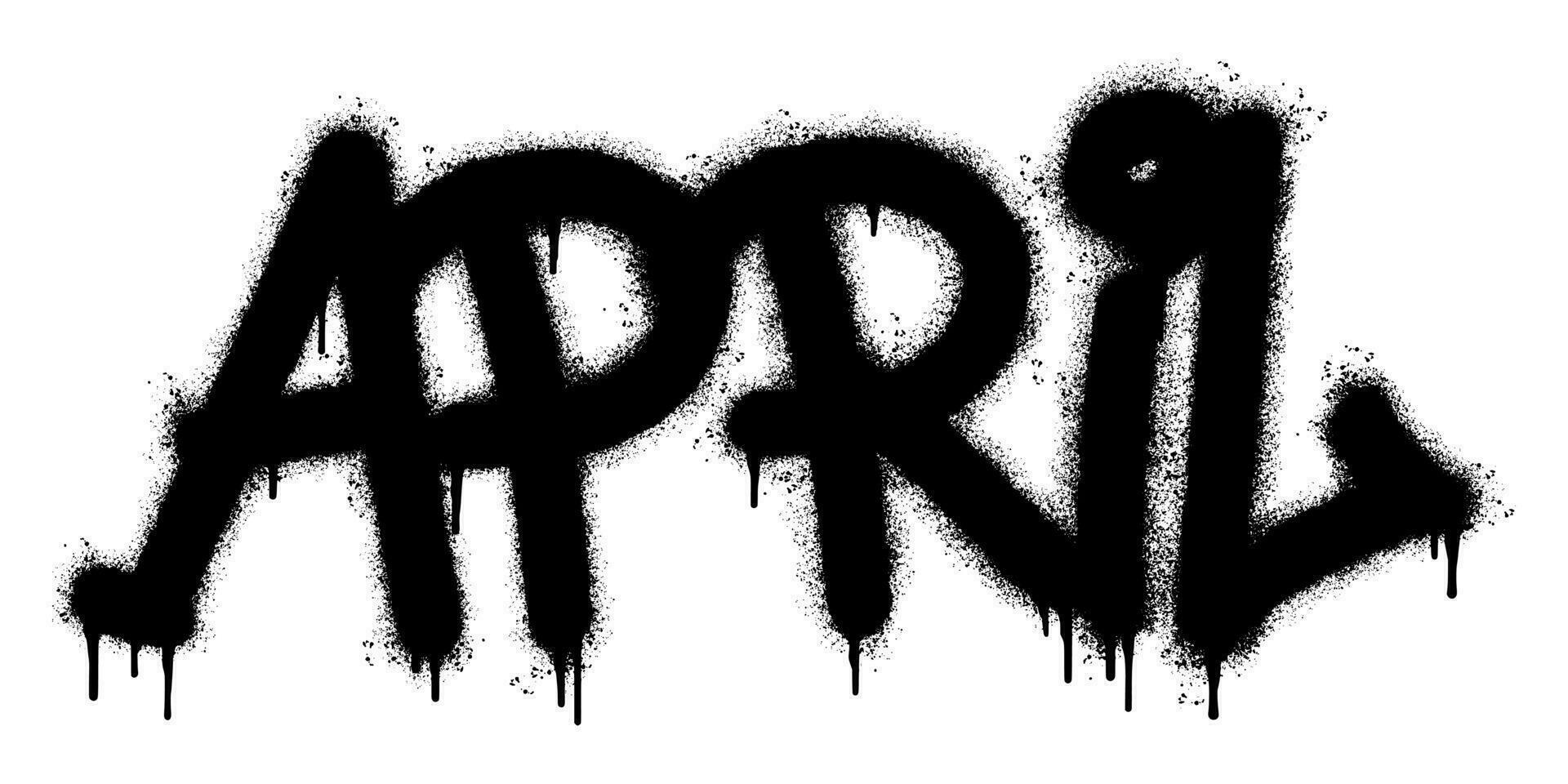 Spray Painted Graffiti April Word Sprayed isolated with a white background. graffiti font April with over spray in black over white. vector