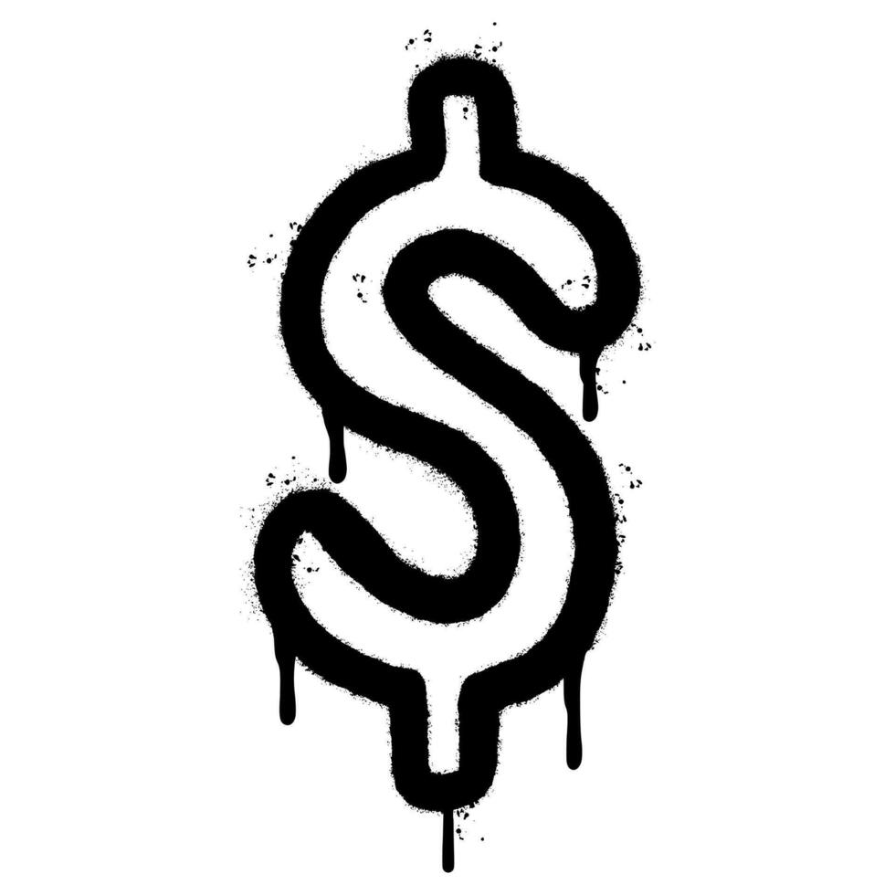 Spray Painted Graffiti dollar icon Sprayed isolated with a white background. graffiti bell icon with over spray in black over white. vector