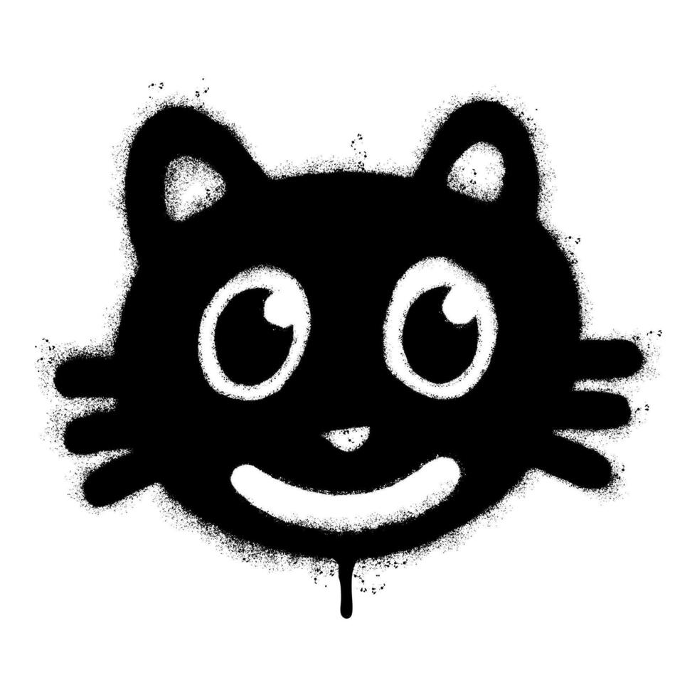 Spray Painted Graffiti Cat icon Word Sprayed isolated with a white background. graffiti Kitty sign with over spray in black over white. vector