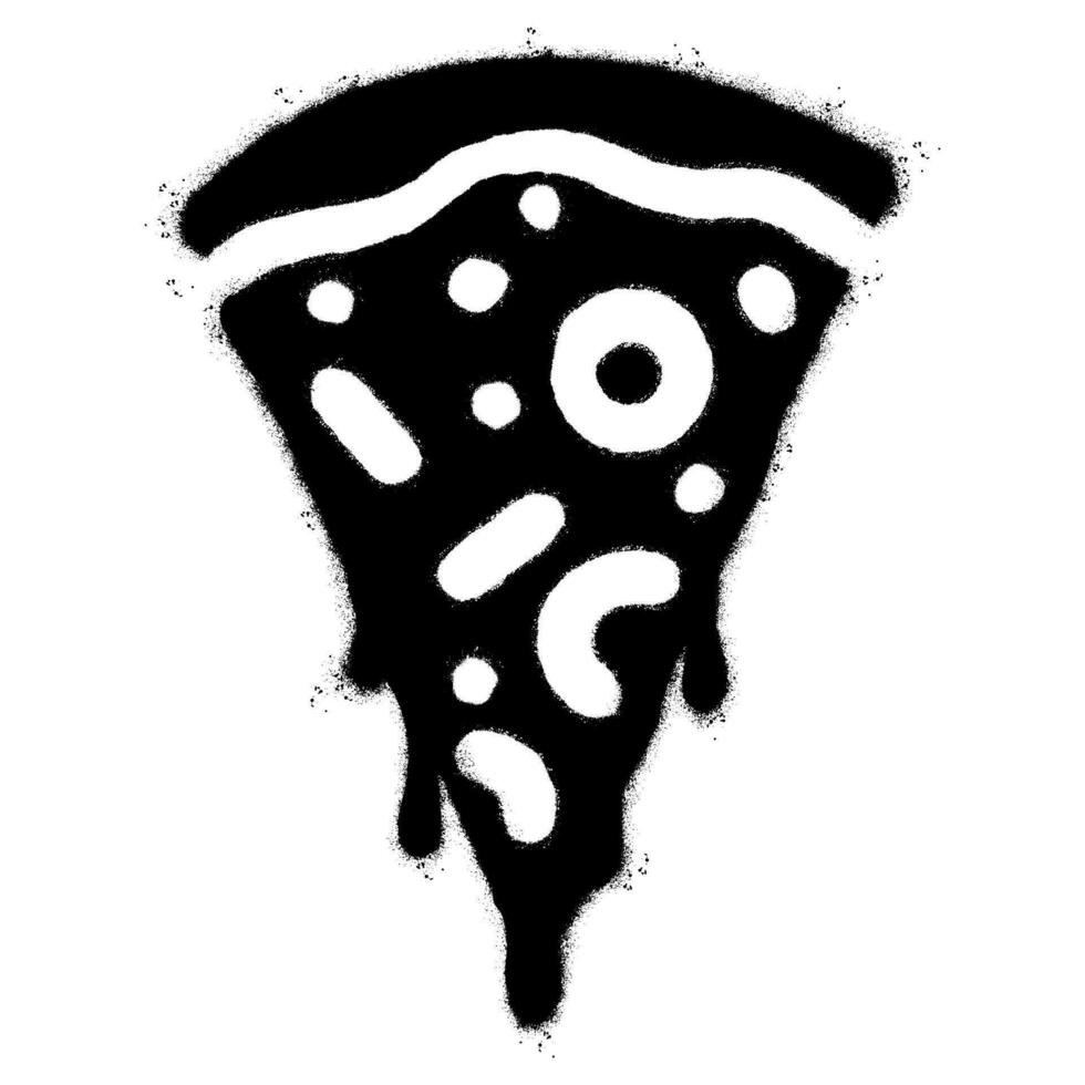 rociar pintado pintada Pizza icono rociado aislado con un blanco antecedentes. pintada Pizza símbolo con terminado rociar en negro terminado blanco. vector