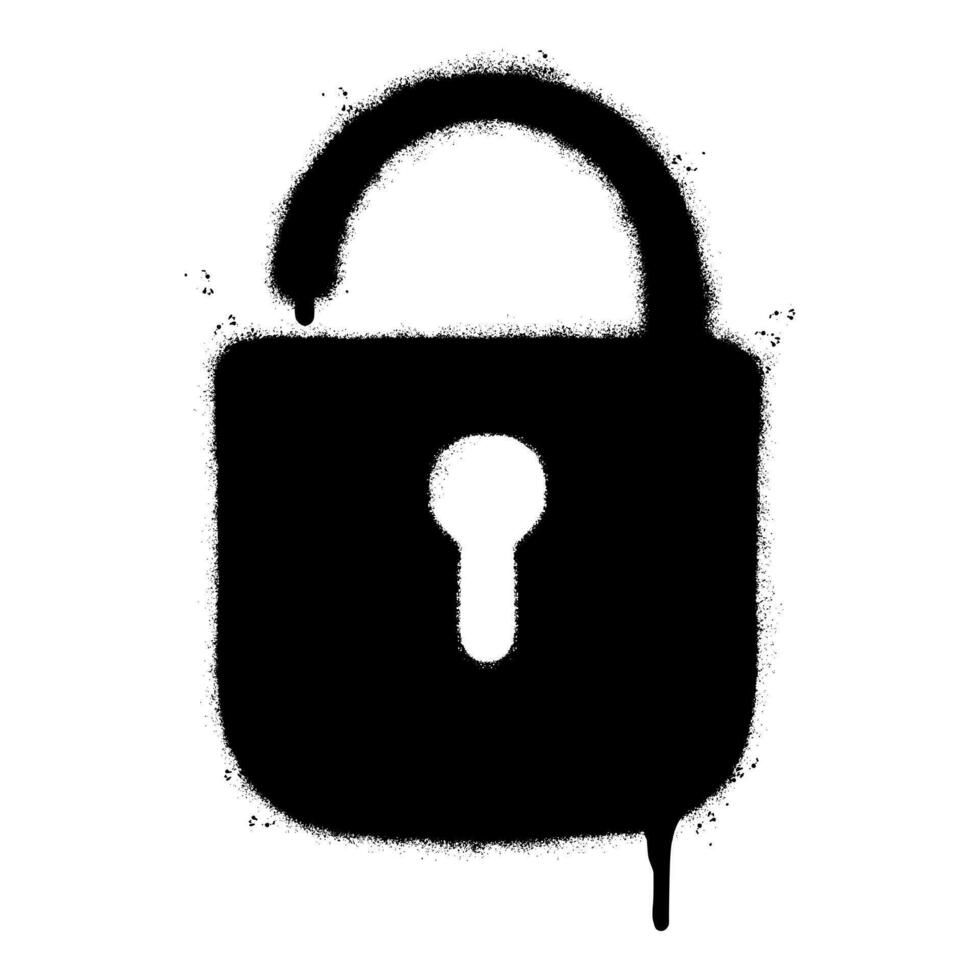 Spray Painted Graffiti padlock icon Sprayed isolated with a white background. graffiti padlock with over spray in black over white. vector