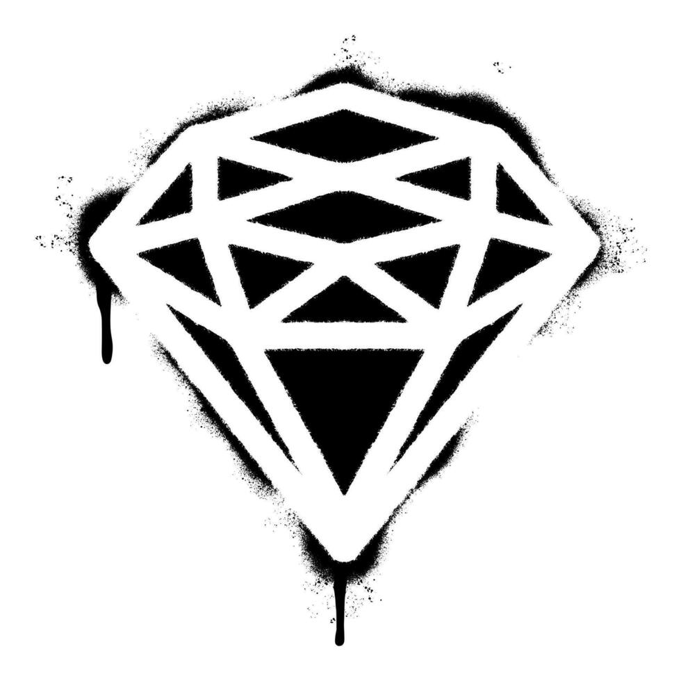 Spray Painted Graffiti diamond Sprayed isolated with a white background. graffiti diamond with over spray in black over white. vector