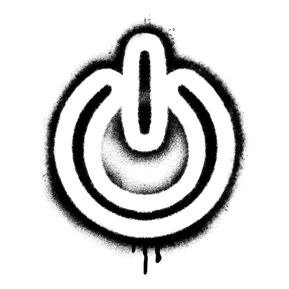 Spray Painted Graffiti shut down icon Sprayed isolated with a white background. graffiti Icon button on-off with over spray in black over white. vector