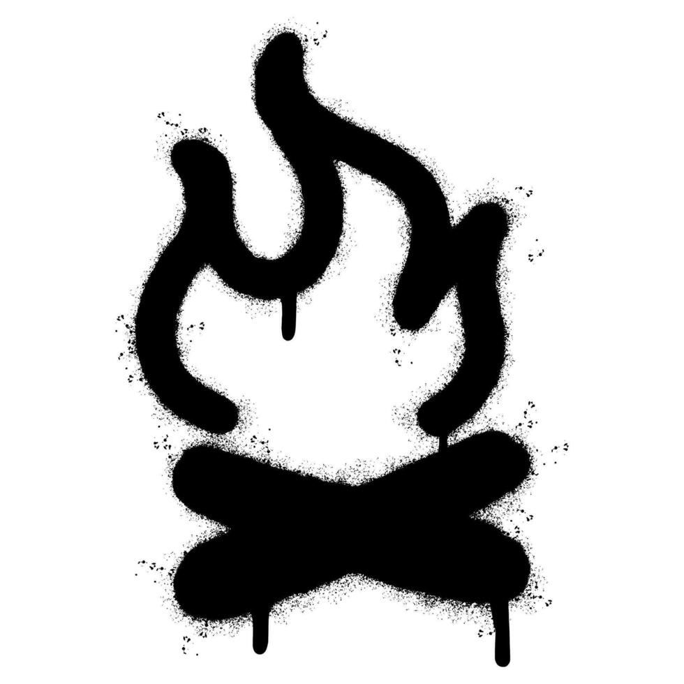 Spray Painted Graffiti camp fire icon Sprayed isolated with a white background. graffiti fire icon with over spray in black over white. vector