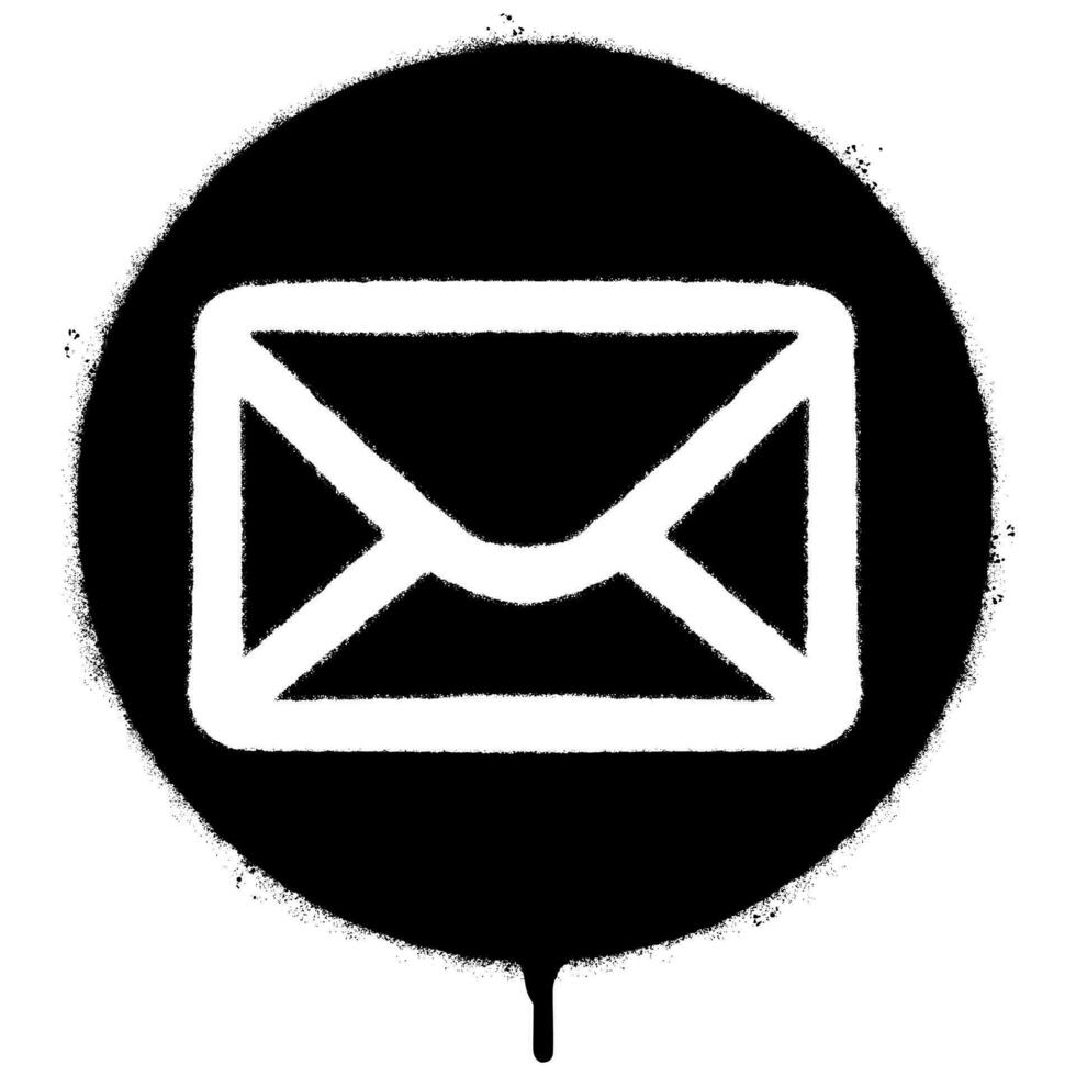 Spray Painted Graffiti mail icon Sprayed isolated with a white background. graffiti envelope with over spray in black over white. vector