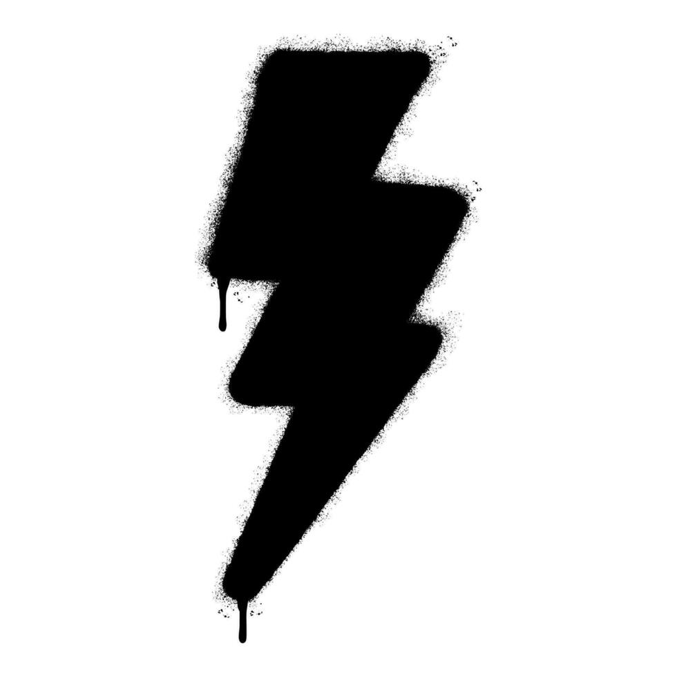 Spray Painted Graffiti electric lightning bolt symbol Sprayed isolated with a white background. graffiti electric lightning bolt icon with over spray in black over white. vector