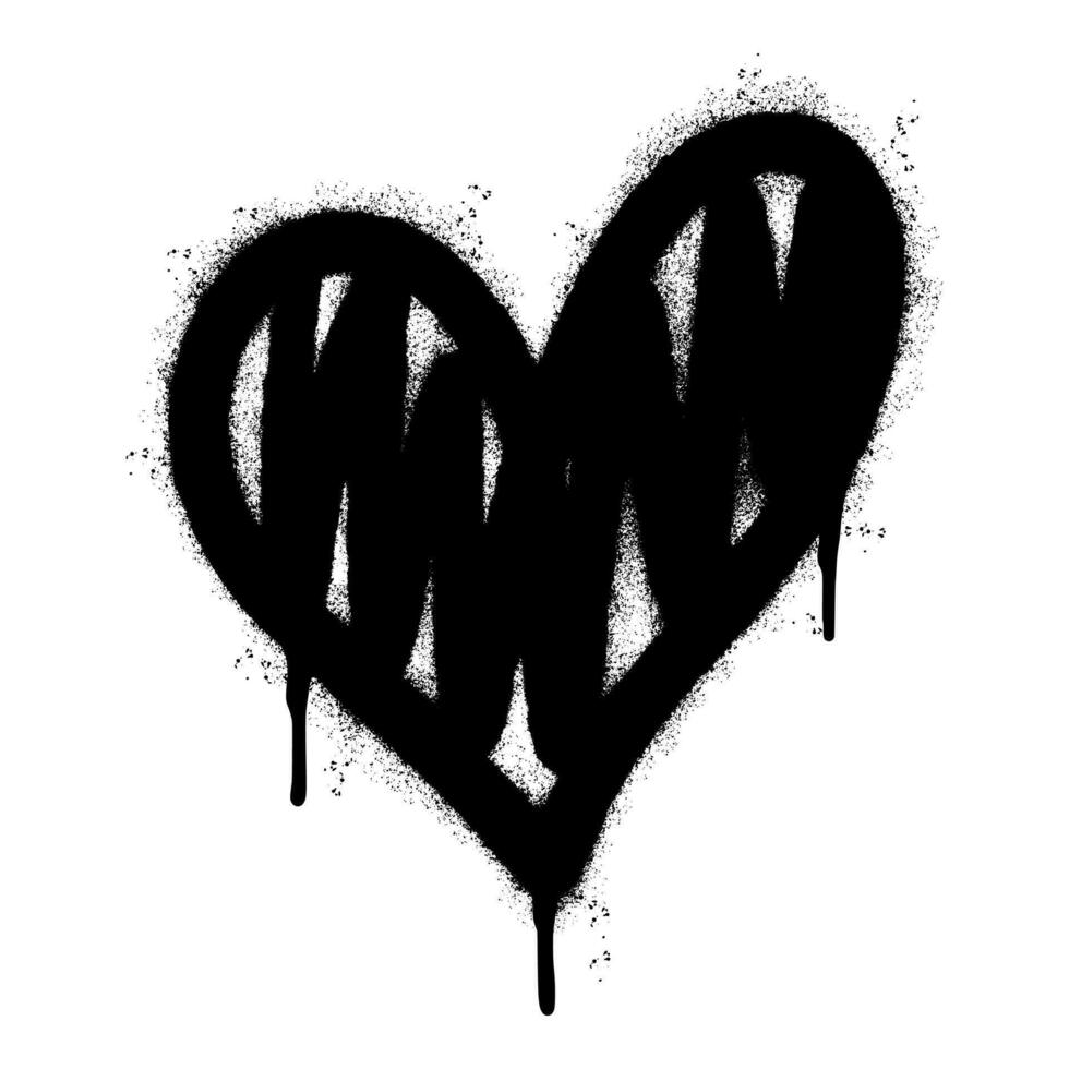 Spray Painted Graffiti heart icon Sprayed isolated with a white background. graffiti love icon with over spray in black over white. vector