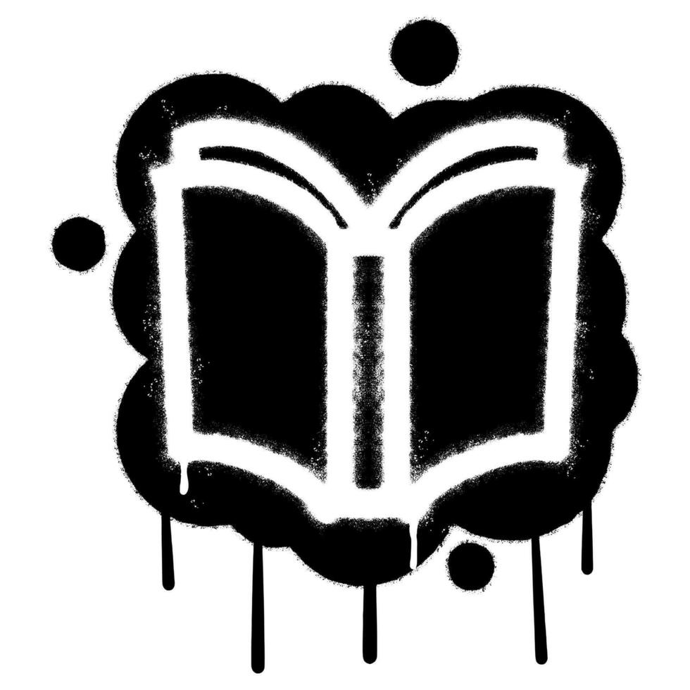 Spray Painted Graffiti book icon Word Sprayed isolated with a white background. graffiti book with over spray in black over white. vector