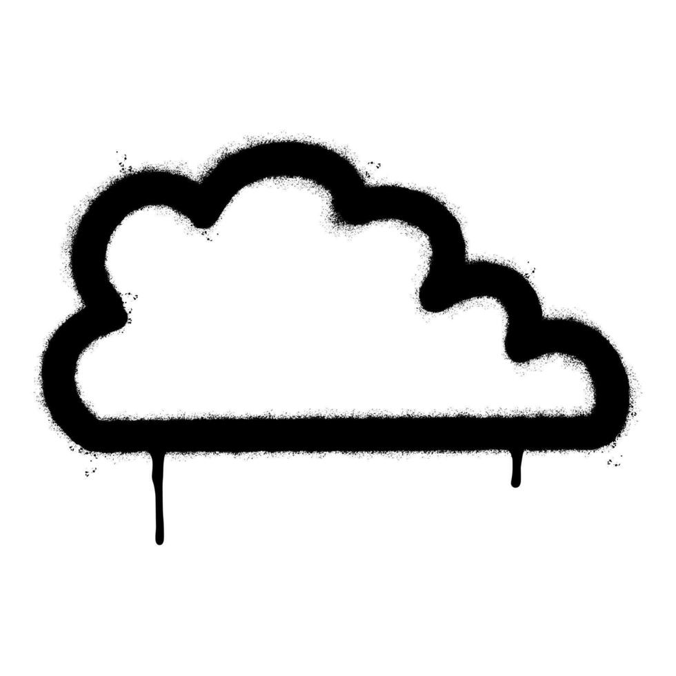 Spray Painted Graffiti cloud icon Sprayed isolated with a white background. graffiti cloud icon with over spray in black over white. vector