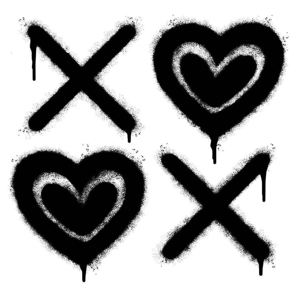 Spray Painted Graffiti xoxo Word Sprayed isolated with a white background. graffiti font xoxo with over spray in black over white. vector