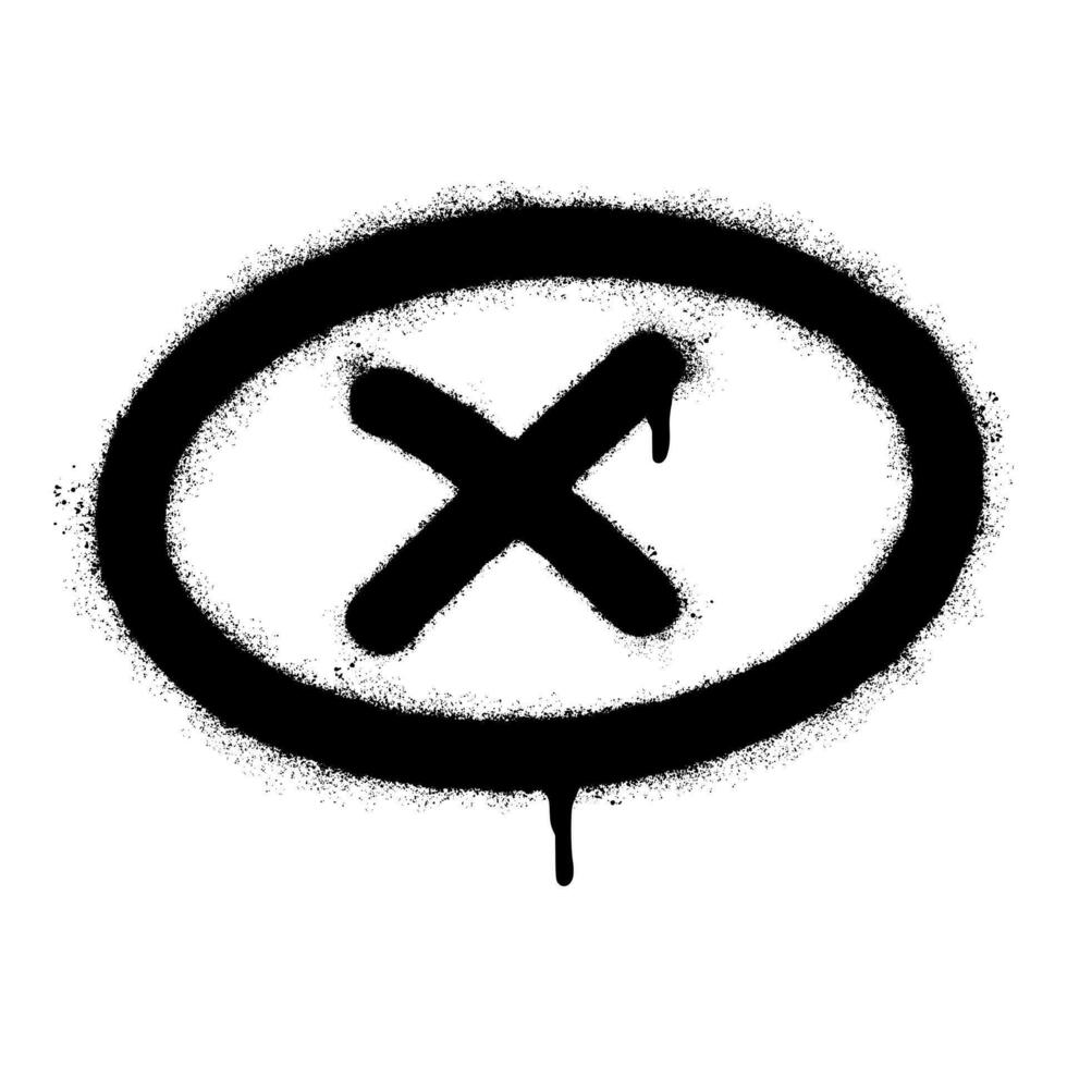 Spray Painted Graffiti sign NO Sprayed isolated with a white background. graffiti font x with over spray in black over white. vector
