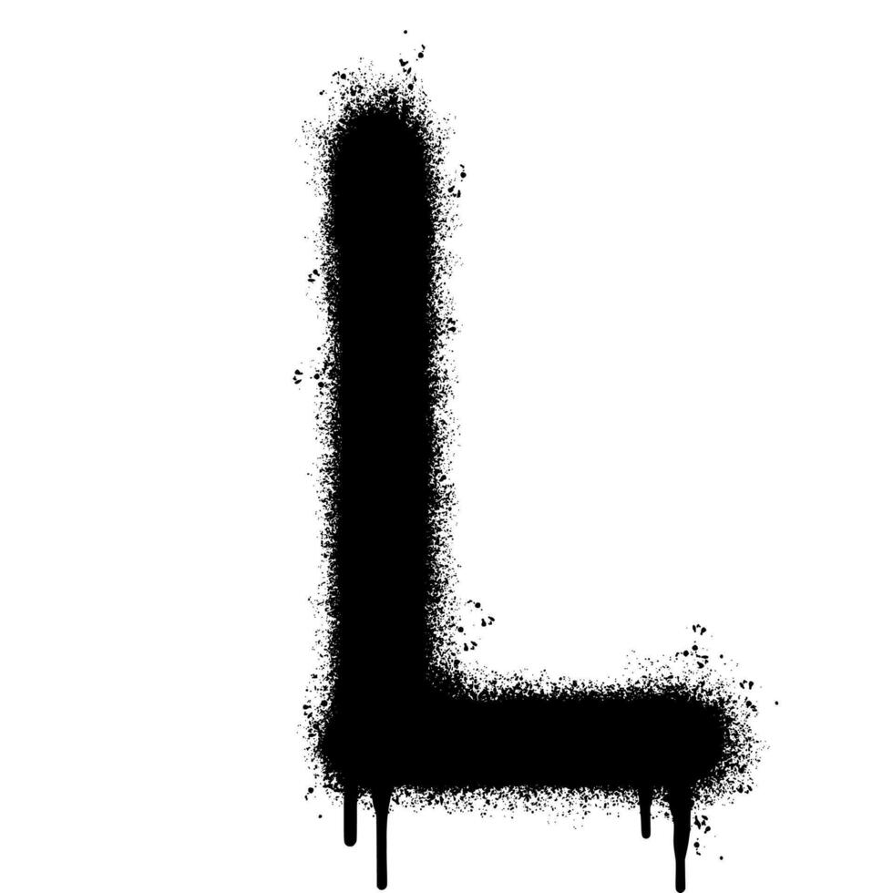 Spray Painted Graffiti font L Sprayed isolated with a white background. graffiti font L with over spray in black over white. Vector illustration.