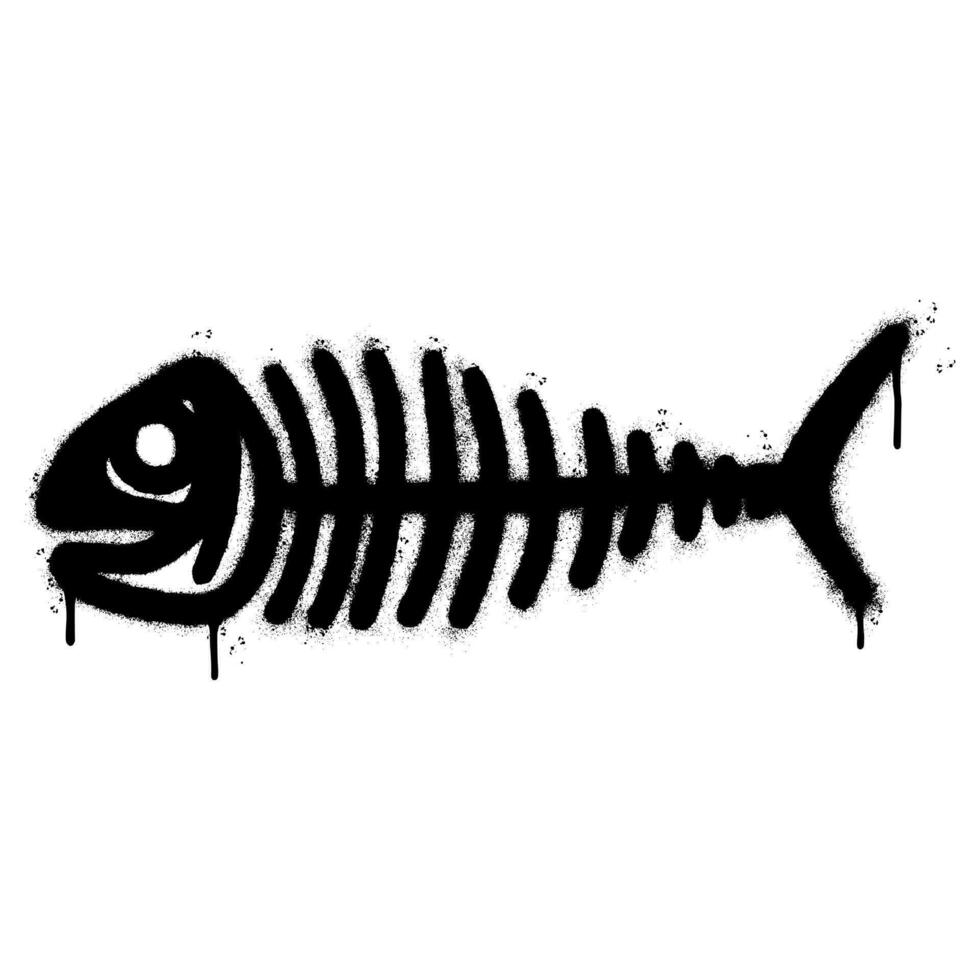 Spray Painted Graffiti Fish bone icon Sprayed isolated with a white background. vector