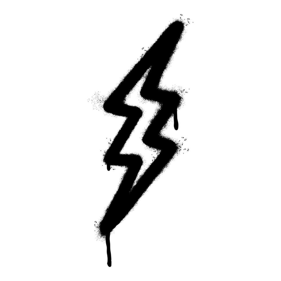 Spray Painted Graffiti electric lightning bolt symbol Sprayed isolated with a white background. graffiti electric lightning bolt icon with over spray in black over white. vector