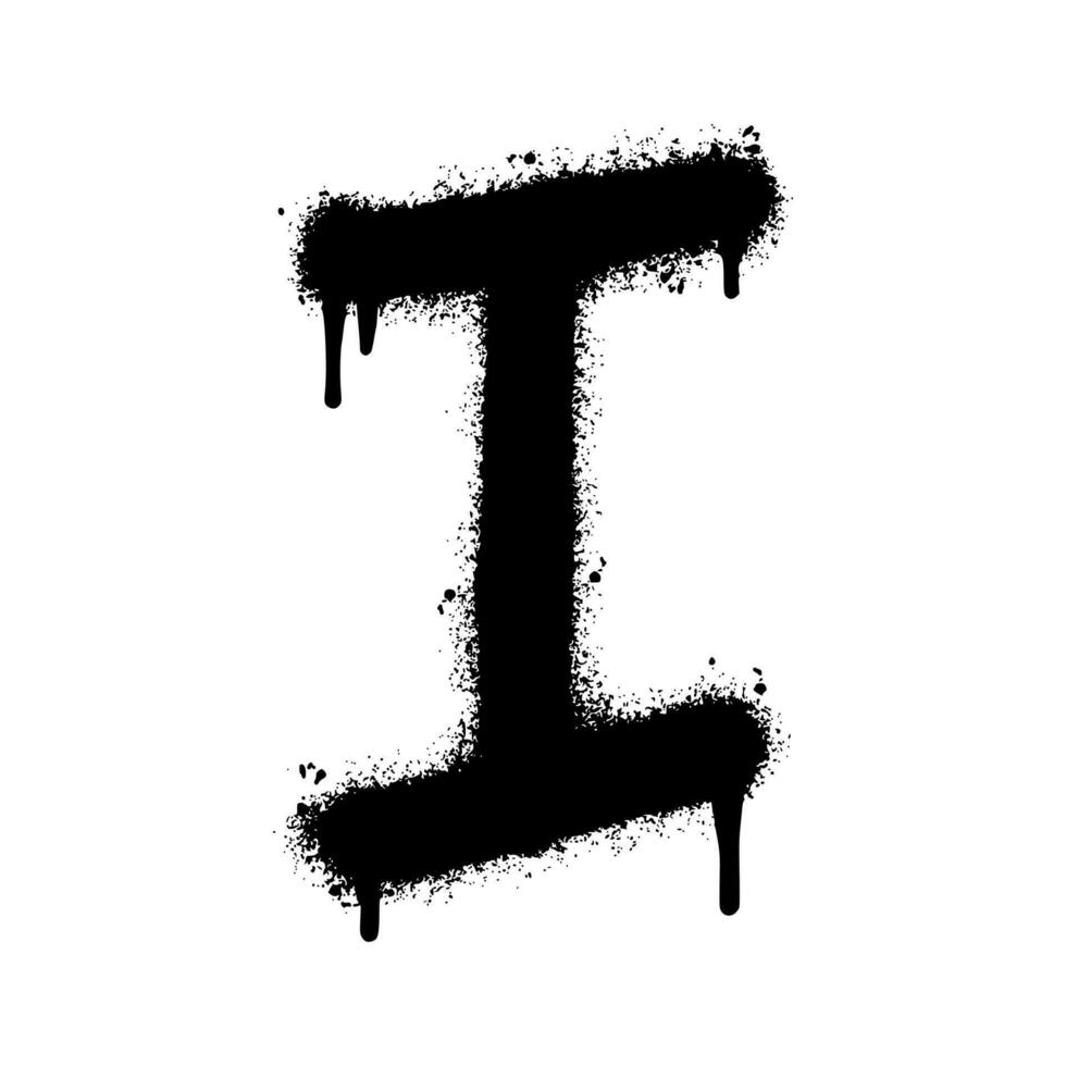 Spray Painted Graffiti font I Sprayed isolated with a white background. graffiti font I with over spray in black over white. Vector illustration.