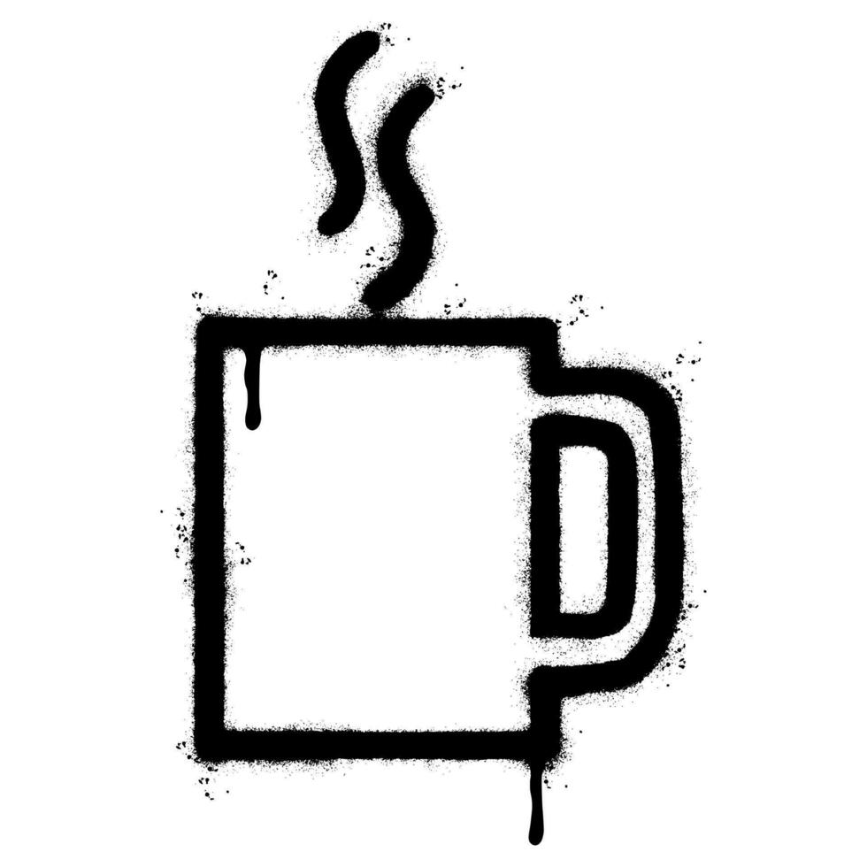 Spray Painted Graffiti Coffee cup icon Word Sprayed isolated with a white background. graffiti Coffee icon with over spray in black over white. vector