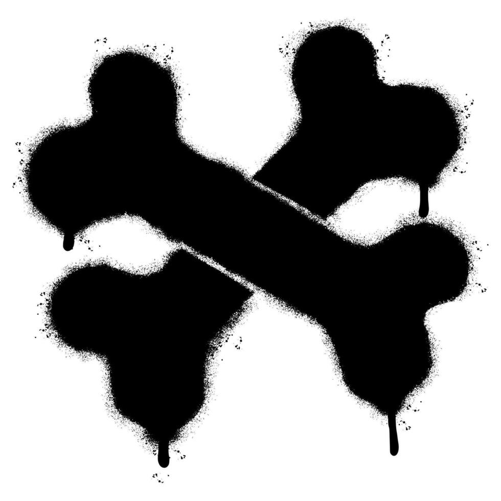 Spray Painted Graffiti bone icon Sprayed isolated with a white background. graffiti bone symbol with over spray in black over white. vector