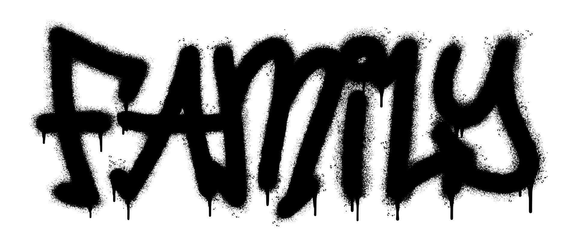 Spray Painted Graffiti Family Word Sprayed isolated with a white background. graffiti font Family with over spray in black over white. vector