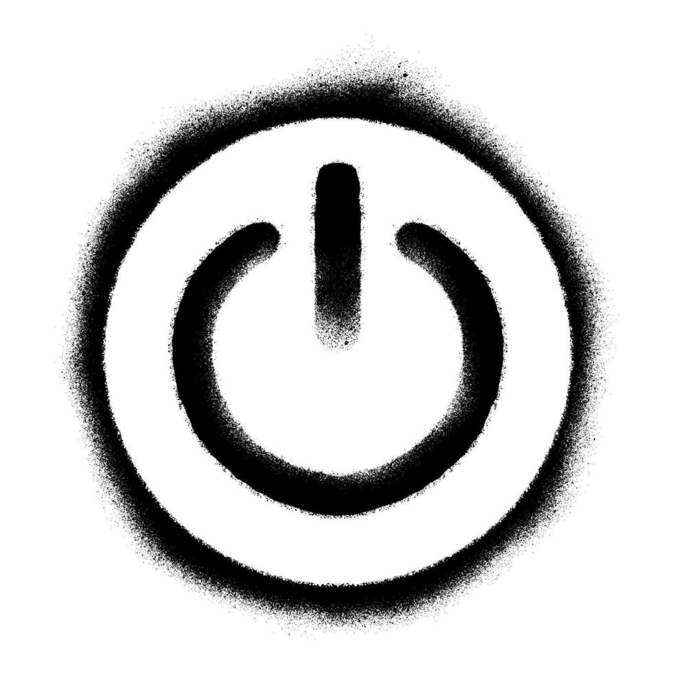 Spray Painted Graffiti shut down icon Sprayed isolated with a white background. graffiti Icon button on-off with over spray in black over white. vector