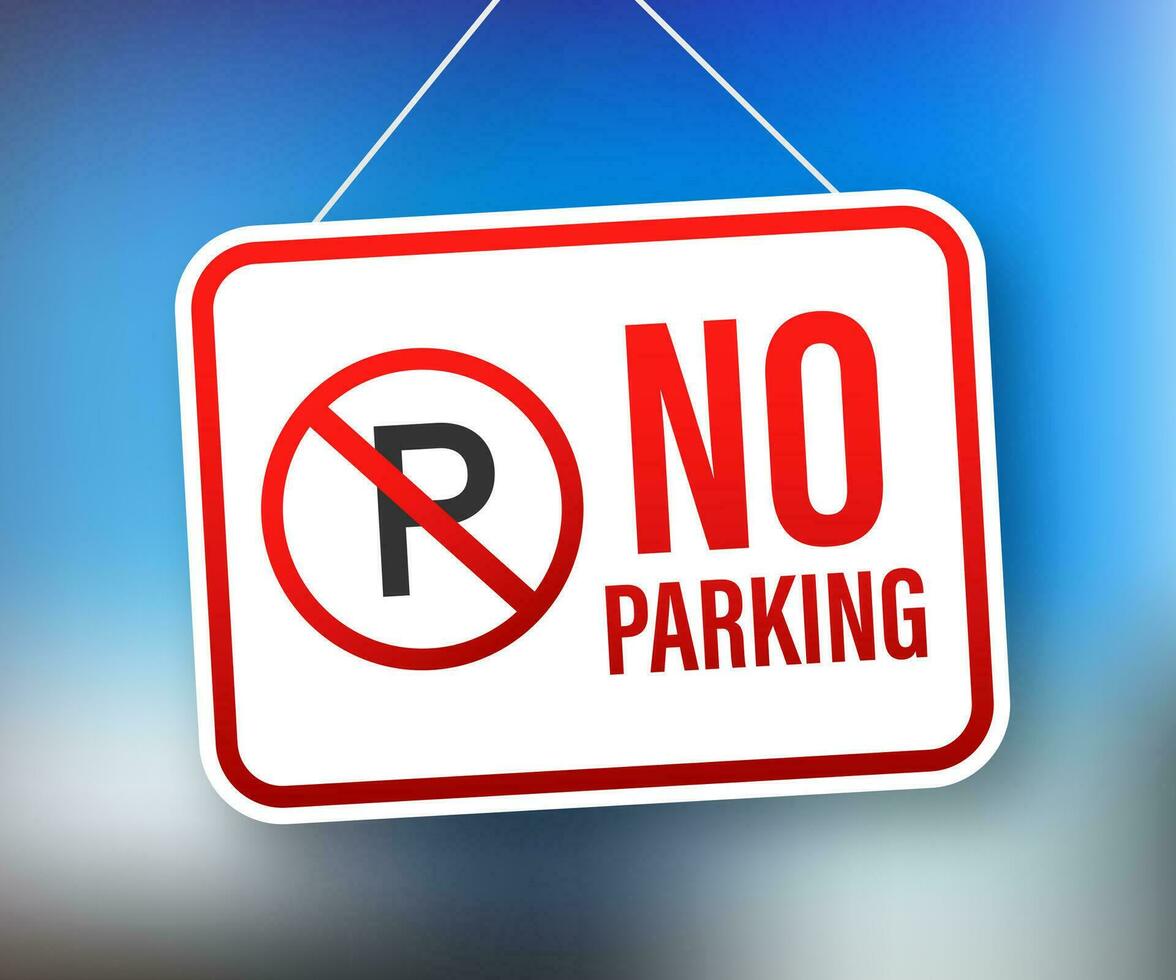 No parking on red background. Danger symbol. Warning attention sign. Stop sign. Vector stock illustration